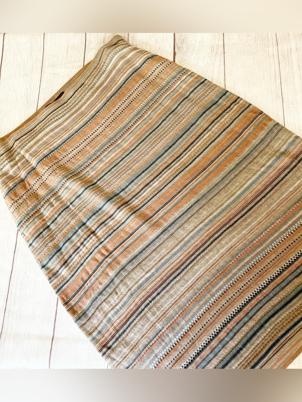 Peruvian Connection muted colors striped cotton pull on skirt XL